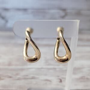 Vintage Clip On Earrings Large Statement Gold Tone Unusual Shape